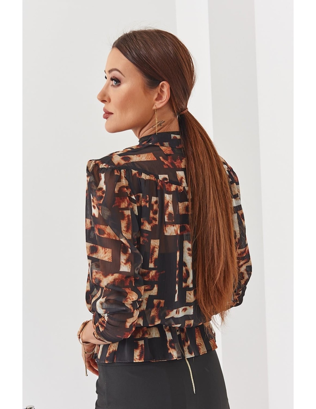 Bluza plic animal print, neagra 020481 - Magazin online - Boutique